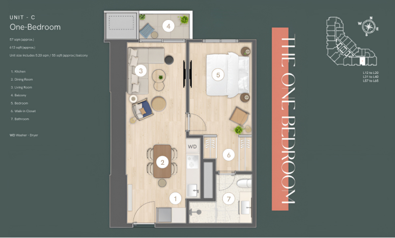 Laya by Shang one-bedroom floor plan