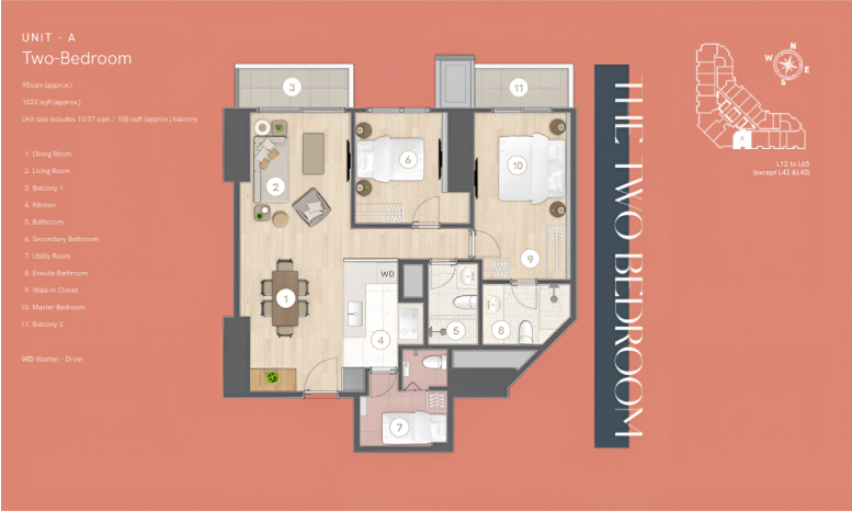 Laya by Shang two-bedroom floor plan